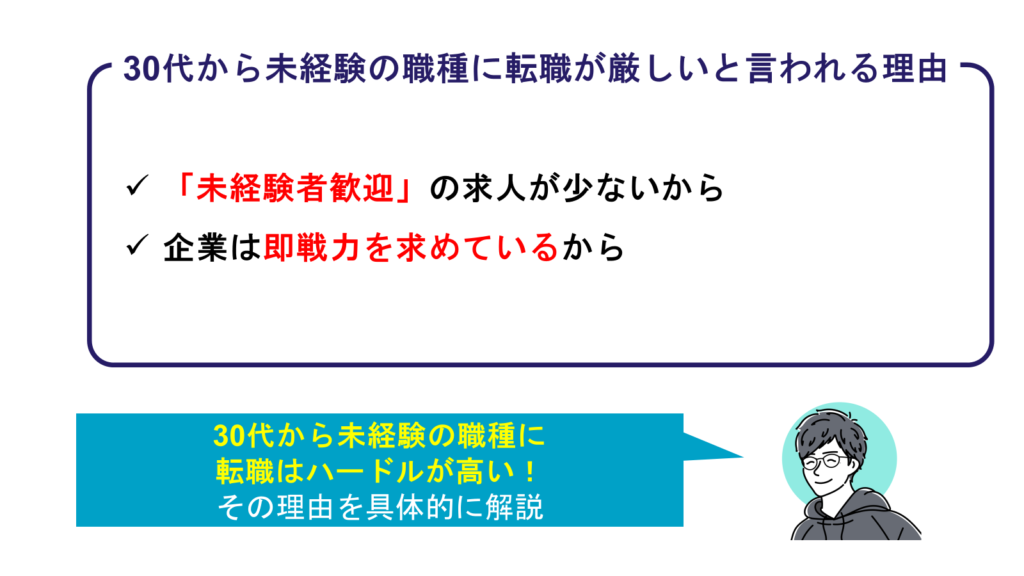 30代から未経験の職種に転職が厳しいと言われる理由